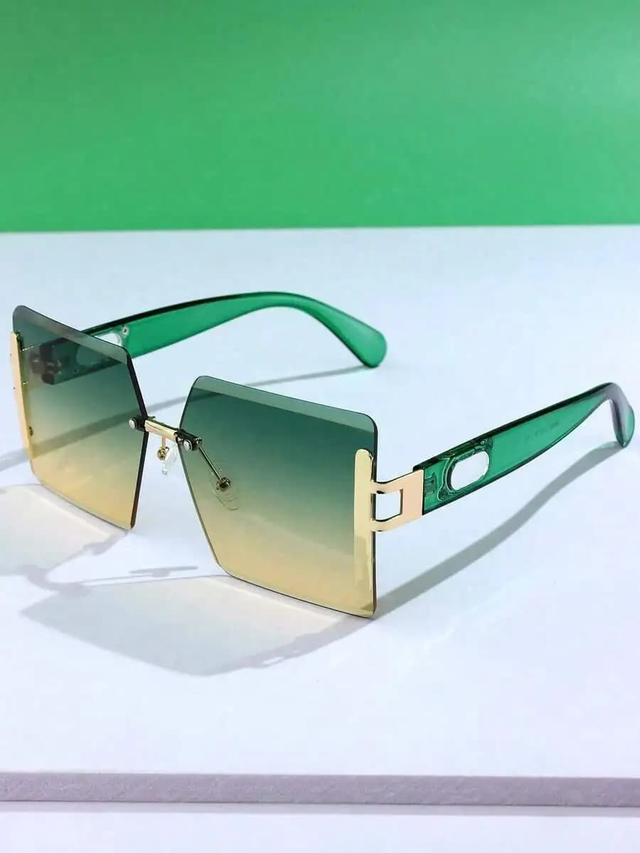 Elegant Square Frame Gradient Sunglasses For Women Vacation Beach Casual Outfit Accessories