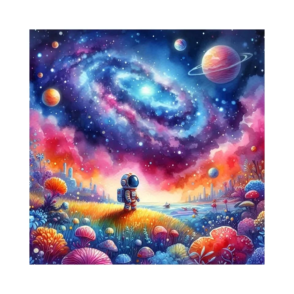 Set per pittura diamantata a tema Spazio e Astronauta, kit fai da te per adulti con decorazione domestica completa di diamanti, senza cornice, per artigianato artistico