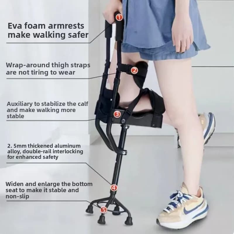 Supporto per Frattura alla Caviglia, Deambulatore per Disabili, Stampelle Regolabili Antiscivolo per Riabilitazione, Deambulatore per Adulti per Recupero Stabile