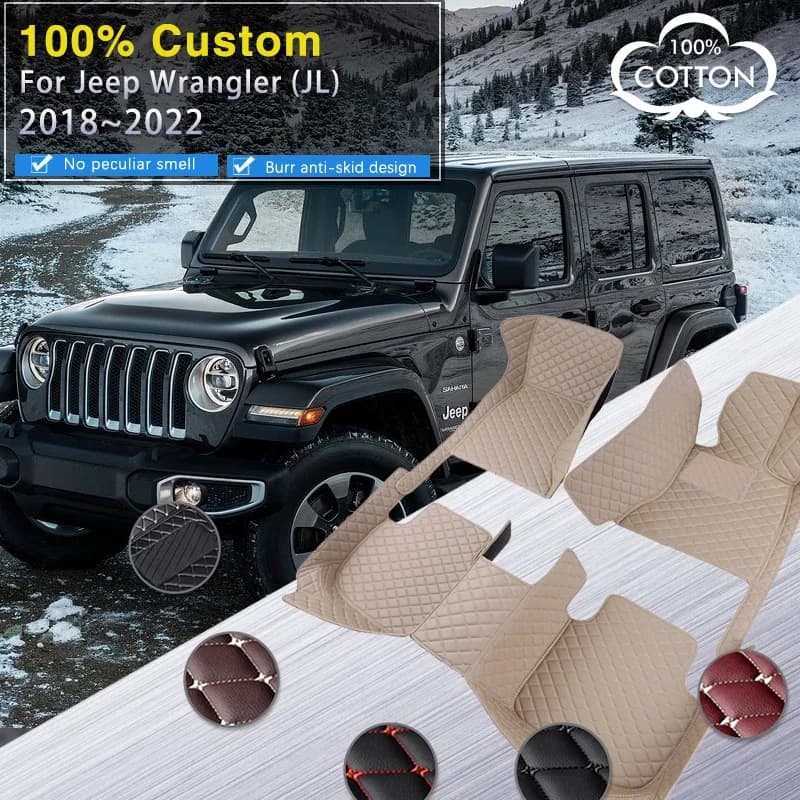 Tappetini per auto 3D per Jeep Wrangler JL 2018 ~ 2022 Anti sporco Pad Tappeto protettivo Tappeti durevoli Tappetino in pelle Accessori auto 4 Do