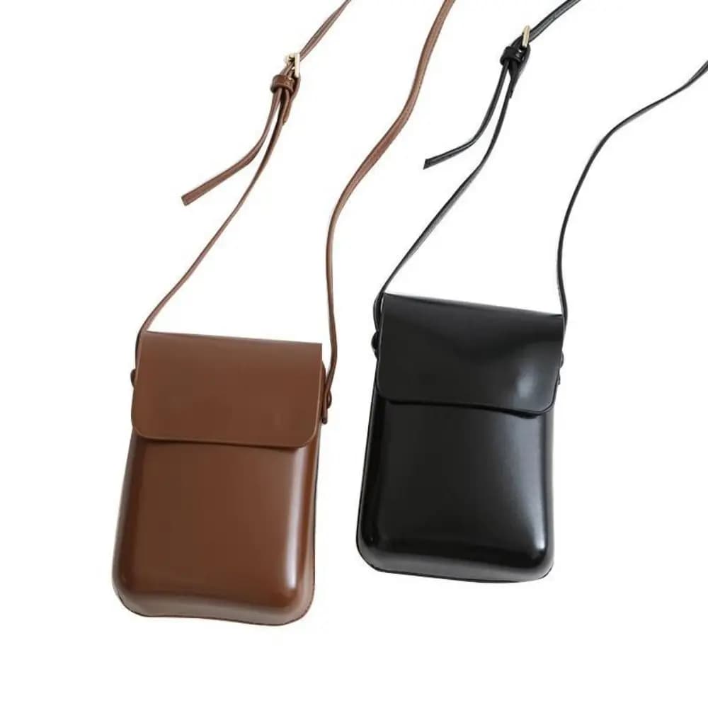 PU Leather Flap Crossbody Bags Simple Solid Large Capacity Women Handbags Phone Wallet Vertical Phone Shoulder Purses