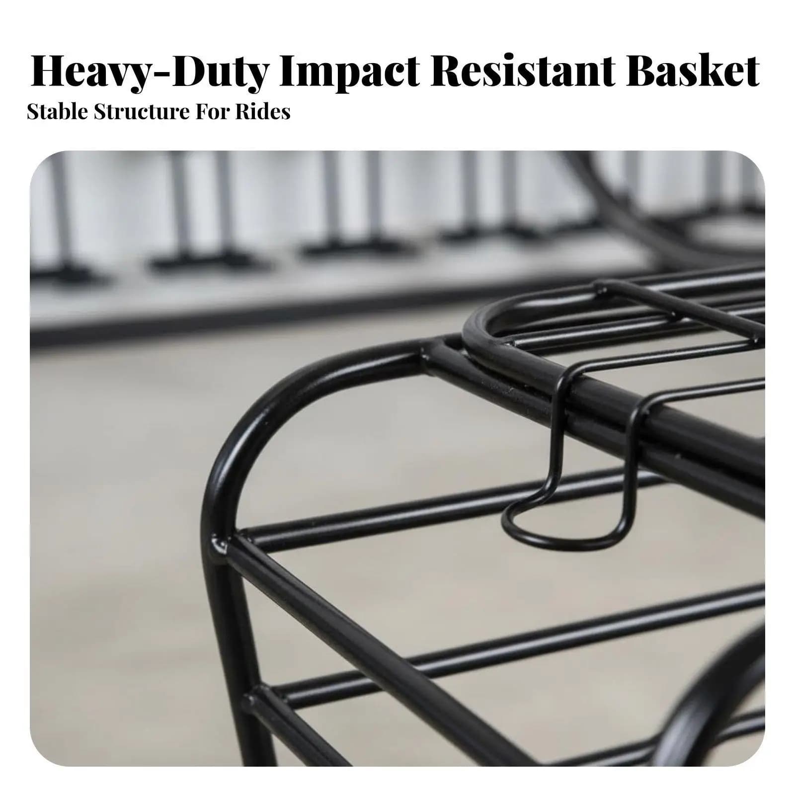 Large Capacity Steel Bicycle Basket Easy Install Storage Carrier for Commuting and Pets