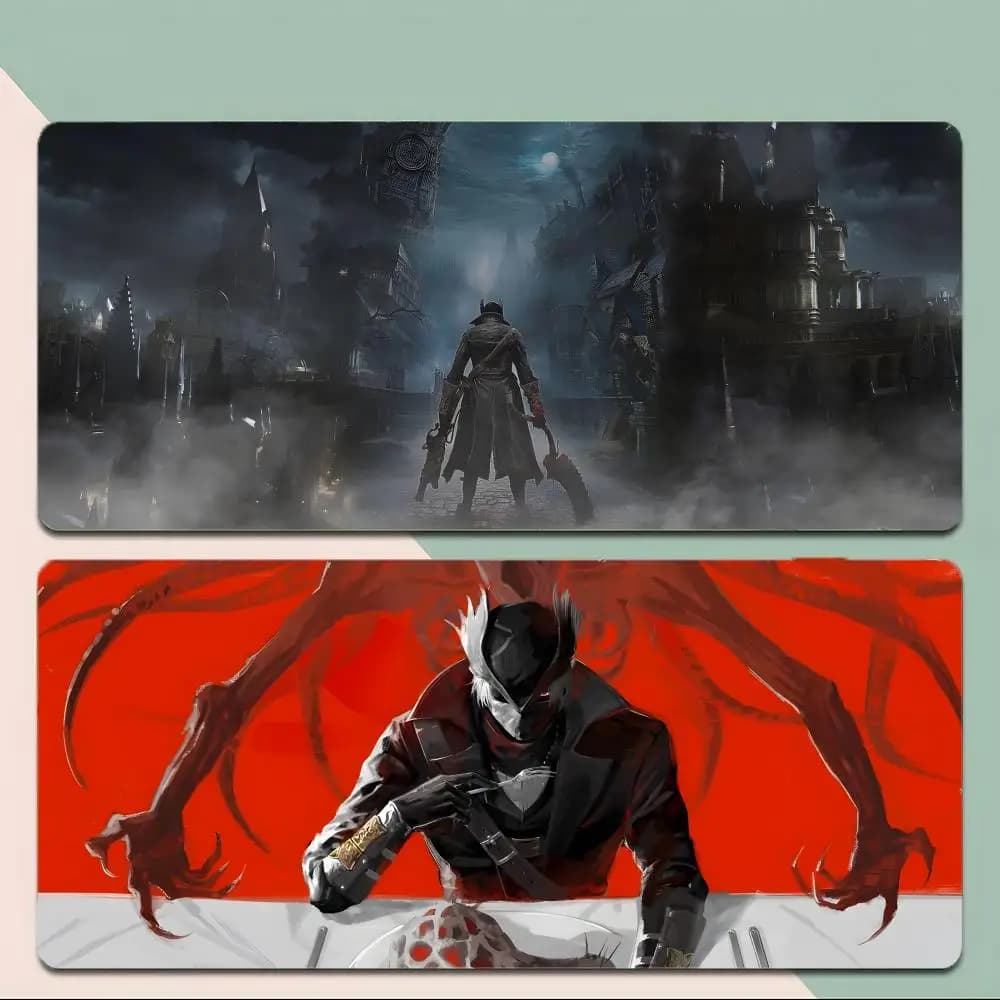 Tappetino per mouse da gioco Gothic B-Bloodborne, tappetino per mouse da gioco con bordo cucito spesso, tappetino da scrivania grande antiscivolo