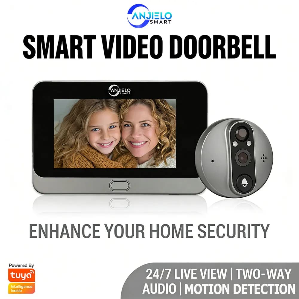 ANJIELO Tuya Smart 1080P Spioncino Elettronico con Videocamera Wi-Fi, Visore Digitale per Porta, Spioncino Video per Casa