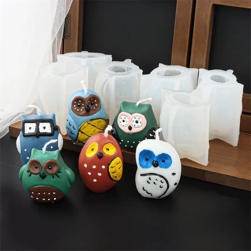 3D Cartoon Owl Silicone Candle Mold Diy Cute Little Animal Candle Making Supplies Handmade Soap Plaster Craft Resin Mold