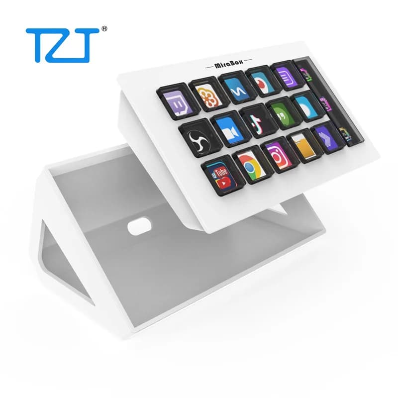 TZT MiraBox MBOX 293S Tastiera visiva Stream Deck (bianco/nero) con 15 tasti LCD e finestra LCD per streaming live
