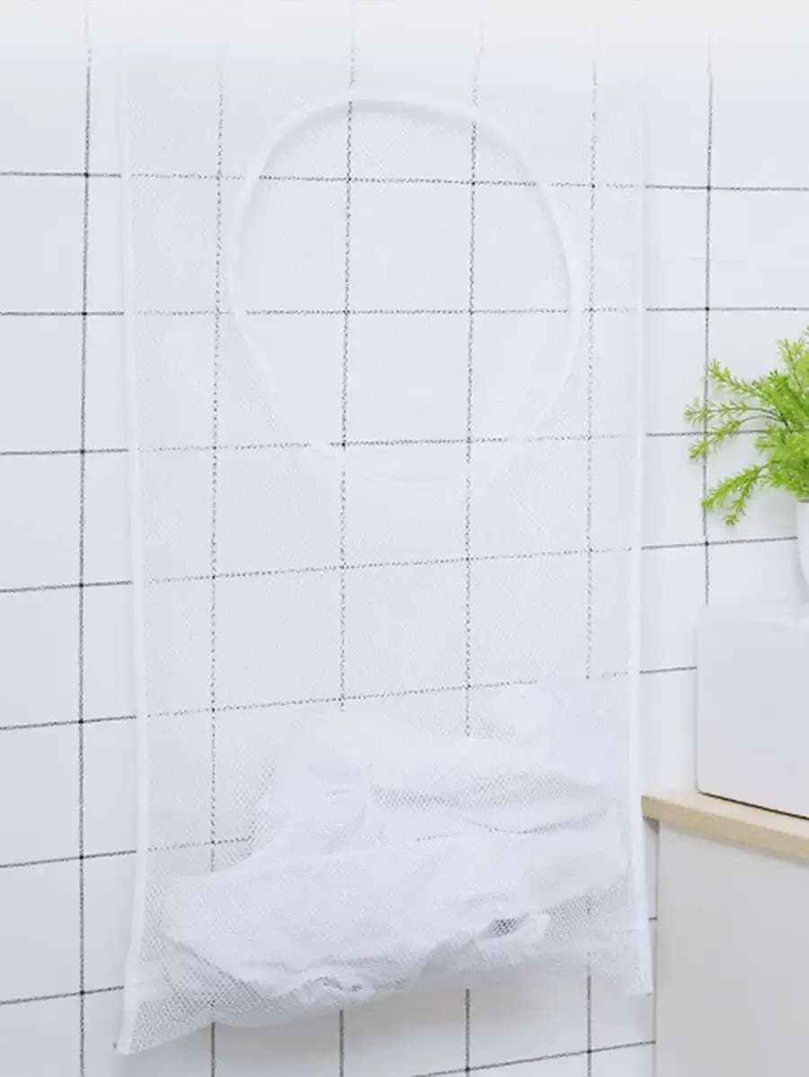 1pc/2pcs Mesh Sturdy Laundry Hanging Bag, Foldable Washing Basket, Dirty Clothes Storage Organizer, Large Capacity Breathable