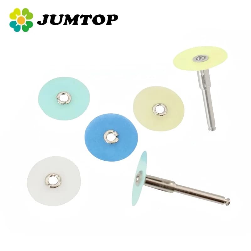 JUMTOP 40 Pezzi/Scatola Dischi Lucidanti per Compositi Dentali, Riduzione Grossa, Contornatura, Strisce per Mandrino, Materiale per Sbiancamento Denti
