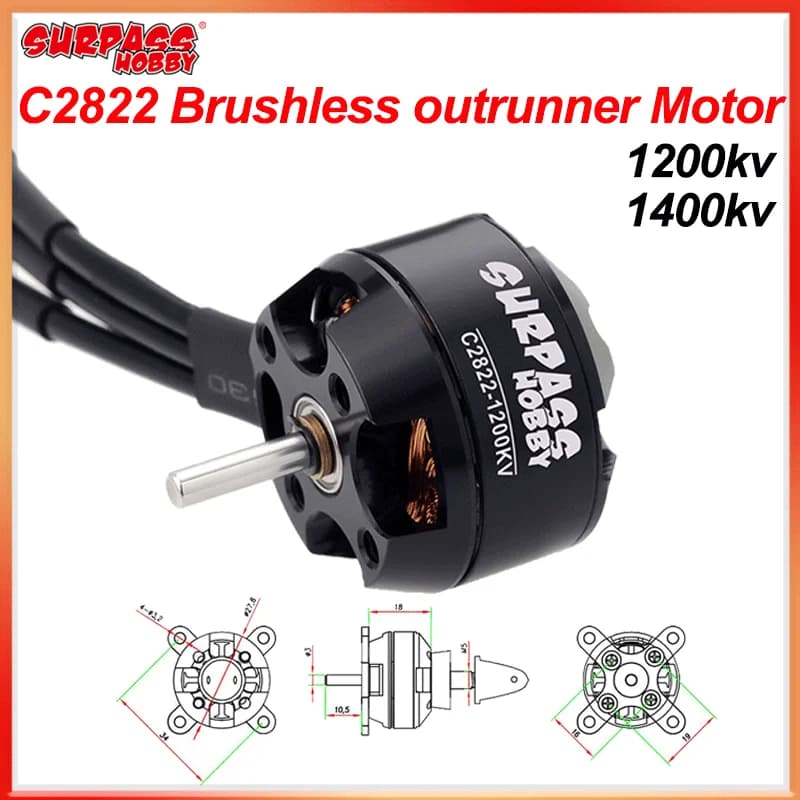 SURPASS HOBBY 2204 (2822) Brushless Motor 1200KV 1400KV 4 Poli for RC 3D Aircraft Ad Ala Fissa Cesna Aircraft Dron Toy