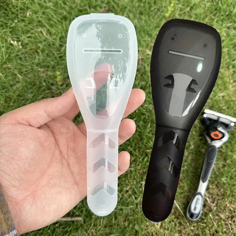 1 transparent razor case, razor box, safe portable travel case for shaving razor