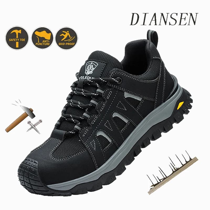Breathable Safety Shoes Steel Toe Work Boots Slip Resistant Anti-smash Anti-Puncture Shoes for Warehouse & Logistics Work