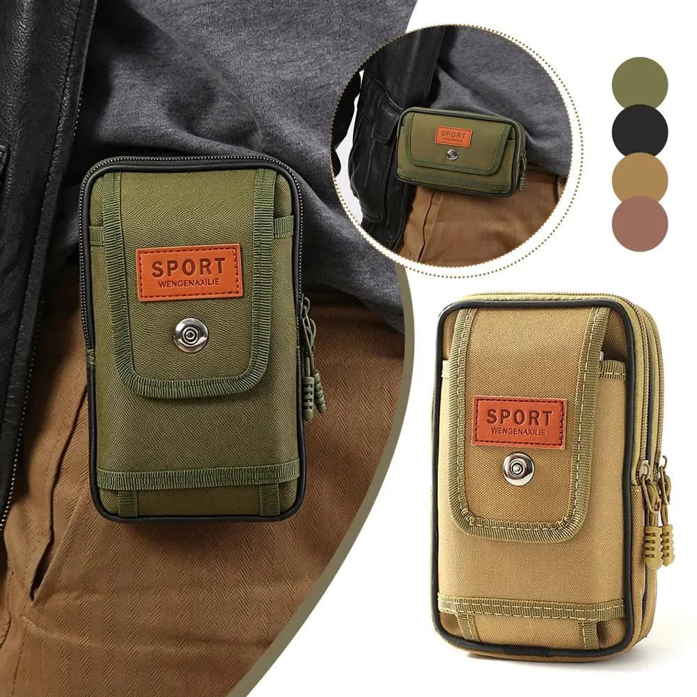 Men Canvas Belt Bag Vertical /Horizontal Waist Pouch Large Capacity Sport Hunting Belt Bag Anti‑Wear Phone Fanny Pack Hiking Bag