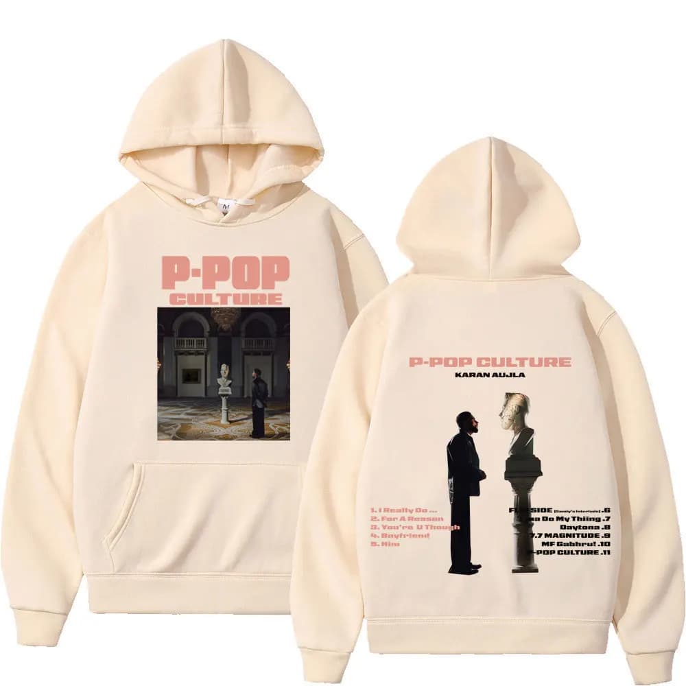 Felpa con Cappuccio Grafica Rapper Karan Aujla P-POP Culture Tour 2026 Uomo Donna Hip-hop Pullover a Maniche Lunghe Casual Harajuku