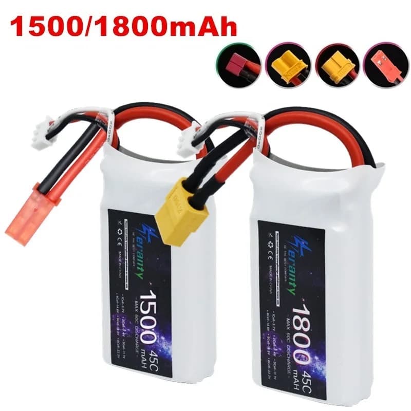 Batteria LIPO 7.4V 2s 1500MAH 1800mah 45C Batteria per RC Drone Elicottero Auto FPV Parti di Barche Con T JST XT30 XT60 Spina