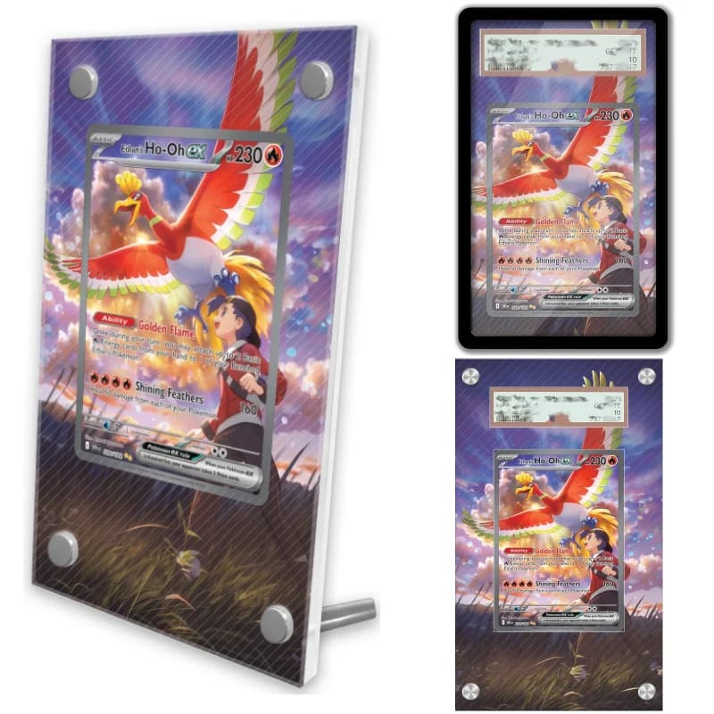 Anime Art Display for Pokemon Ethan's Ho Oh Anime Games Gifts Expand Art Acrylic Protective Case Keychain Evaluation Level Toys