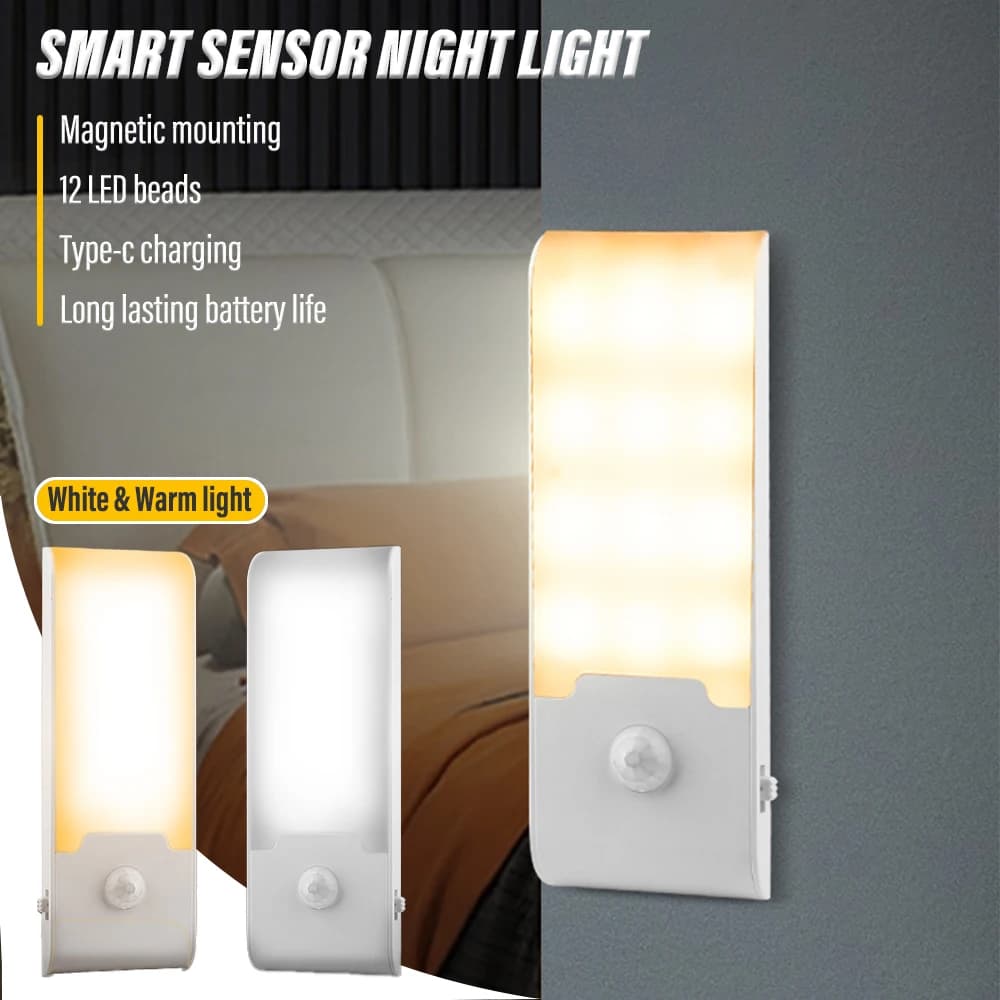 C5 Motion Sensor Novelty Light Lamp LED Detector Wall Decorative Light Rechargeable Body Sensor Night Light Magnetic Wall Mount