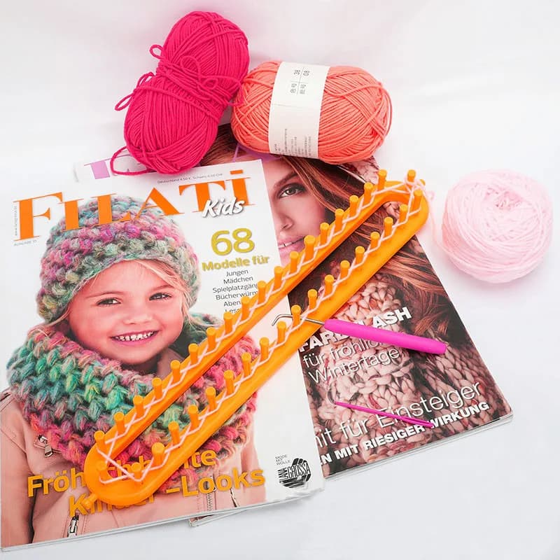 Set di 4 Telai per Tessitura a Mano Quadrati per Sciarpe, Maglioni, Cappelli e Scialli con Ganci Colorati Casuali, Kit Fai-da-Te