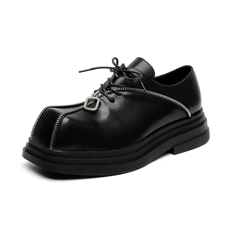 Scarpe derby da uomo Cerniere in pelle casual Piattaforma Dress Up Scarpe firmate di lusso vintage Stivali moda gotica neri