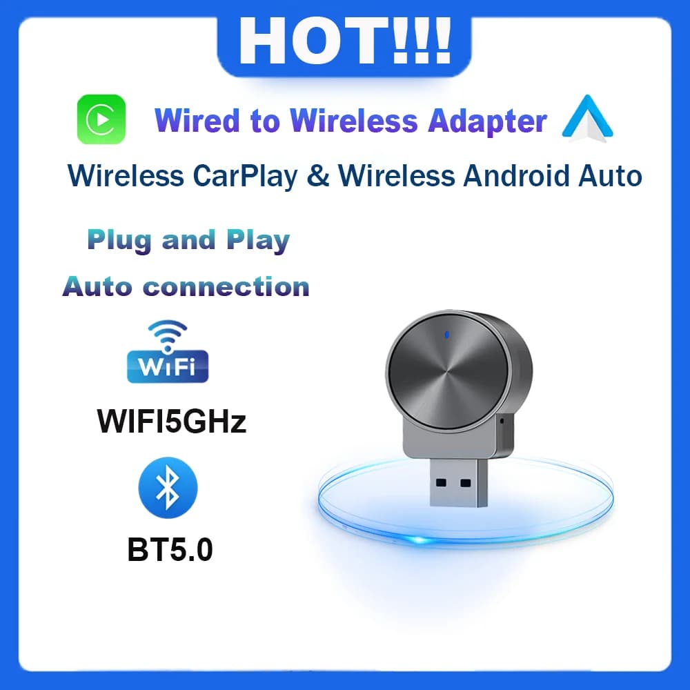 Adapter CarPlay Wireless Plug And Play 2in1 Wired Wireless Android Auto Smart Dongle 5GHz Wifi for CarPlay Wired OEM at 98%