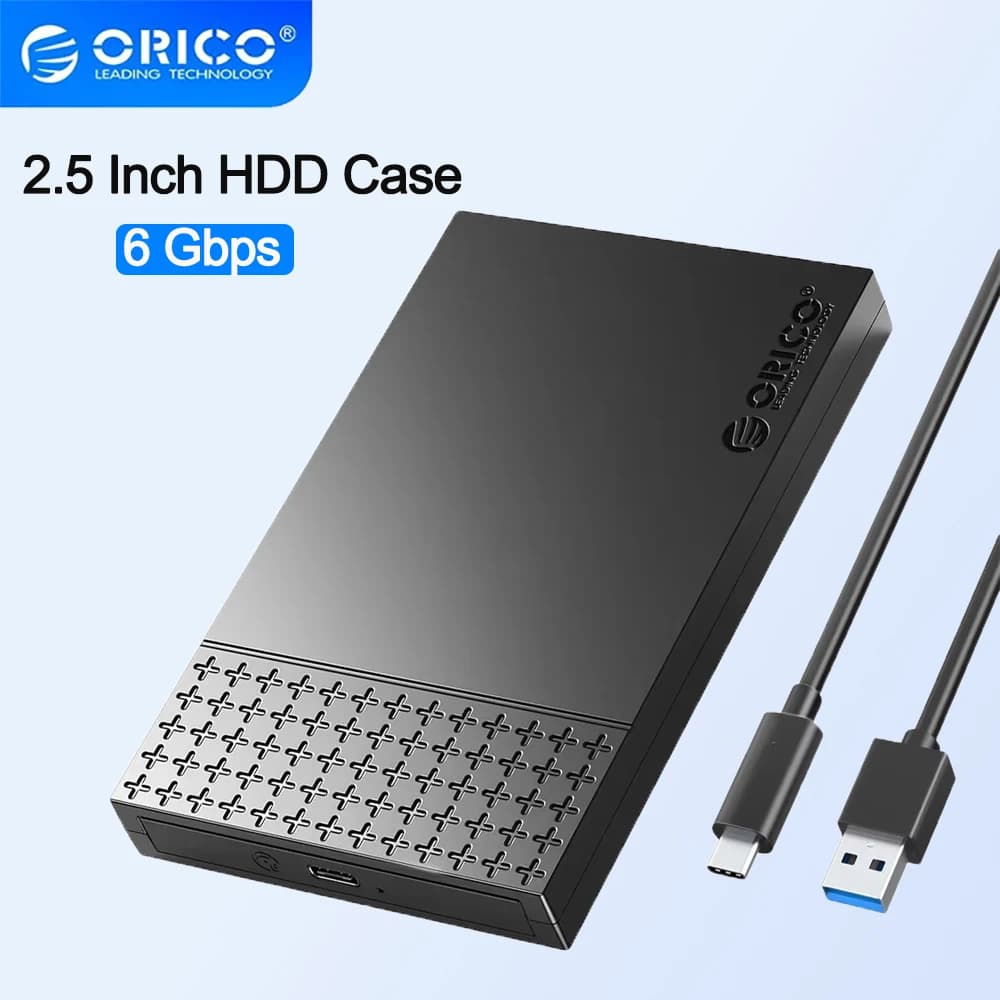 ORICO Custodia per HDD da 2,5 pollici Tipo-C da USB3.1 a SATA3.0 Custodia SSD da 2,5" USB 3.1 Gen1 Custodia per HDD da 5 Gbps Supporto SSD esterno UASP