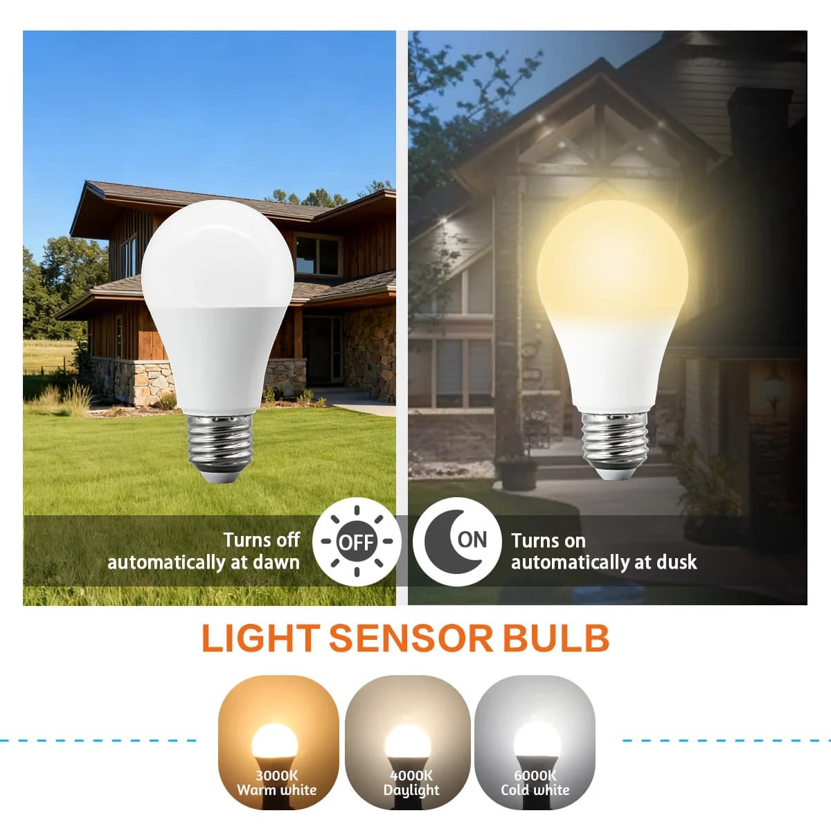 10 pz Auto ON OFF Sensore Lampadina LED E27 B22 Controllo della luce 10 W AC85-265V Giorno Luce notturna Patio Portico Lampada intelligente per giardino