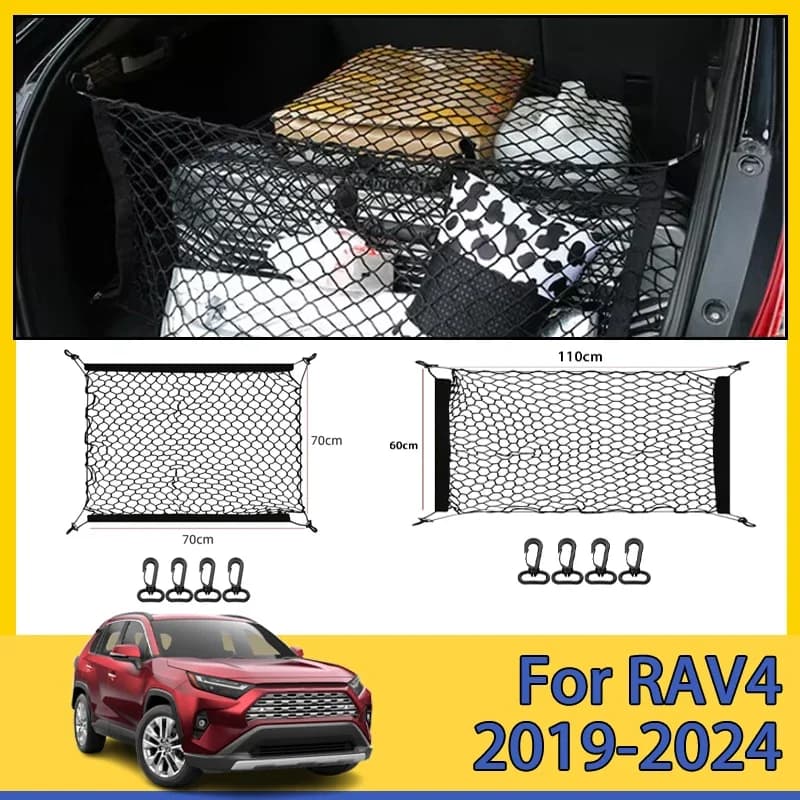 Baggage of a car Netto For Toyota RAV4 XA50 2019-2024 2020 2021 2022 Boot Bags Nylon Mesh Storage Bag Rear Cargo Accessories Car
