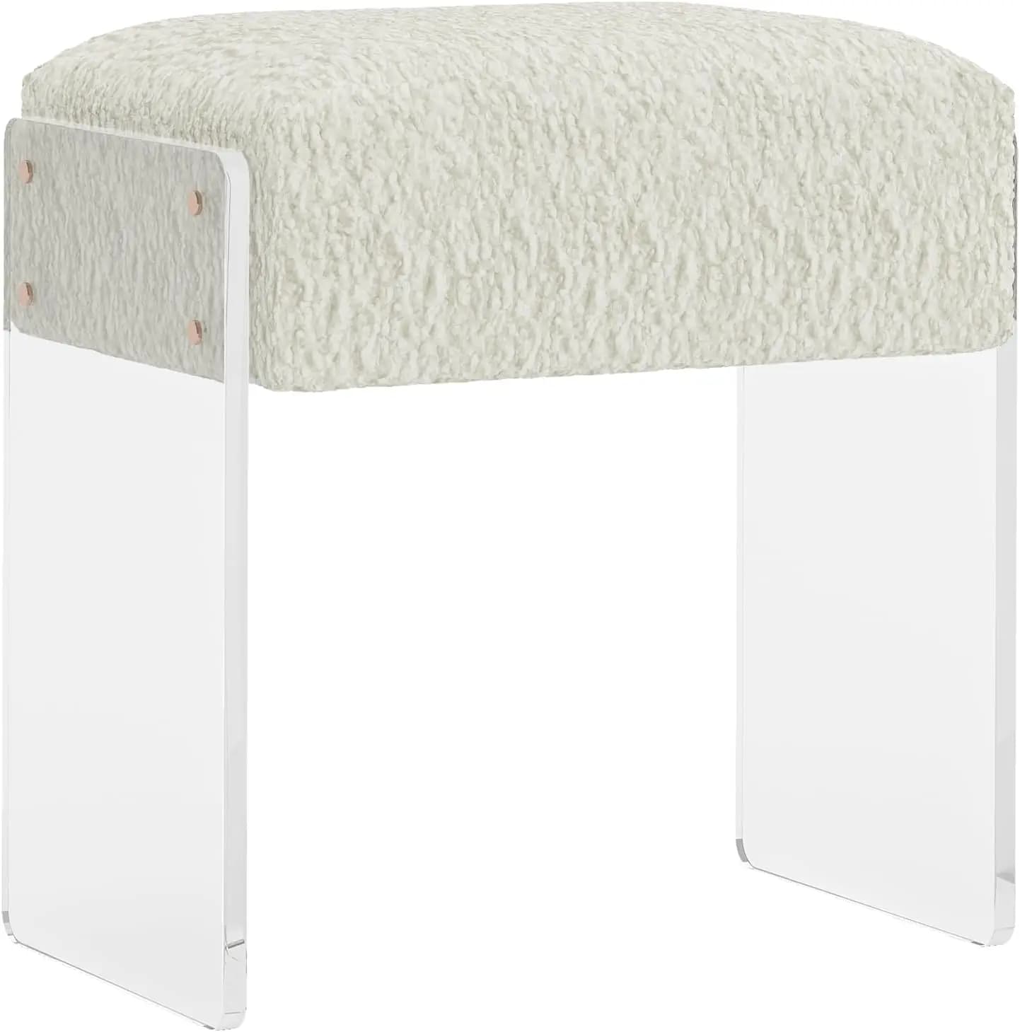 Sgabello e Pouf Moderno - Poggiapiedi Multifunzionale con Gambe in Lana e Acrilico per Camera da Letto, Soggiorno