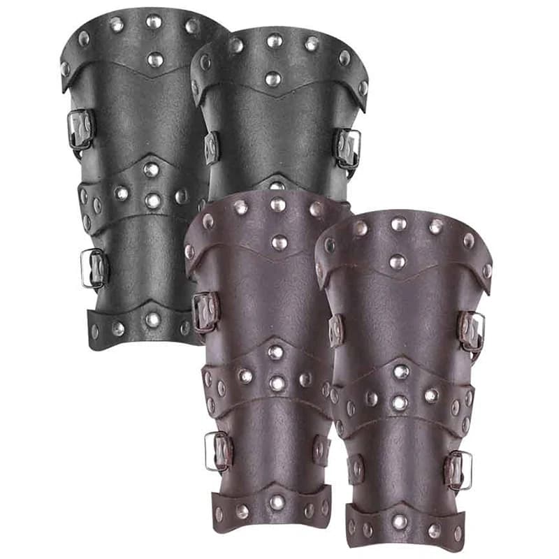 Guerriero vichingo medievale Samurai Bracer Costume di Halloween Puntelli Accessorio Steampunk Scaldabraccia in pelle Armatura da polso per arciere adulto