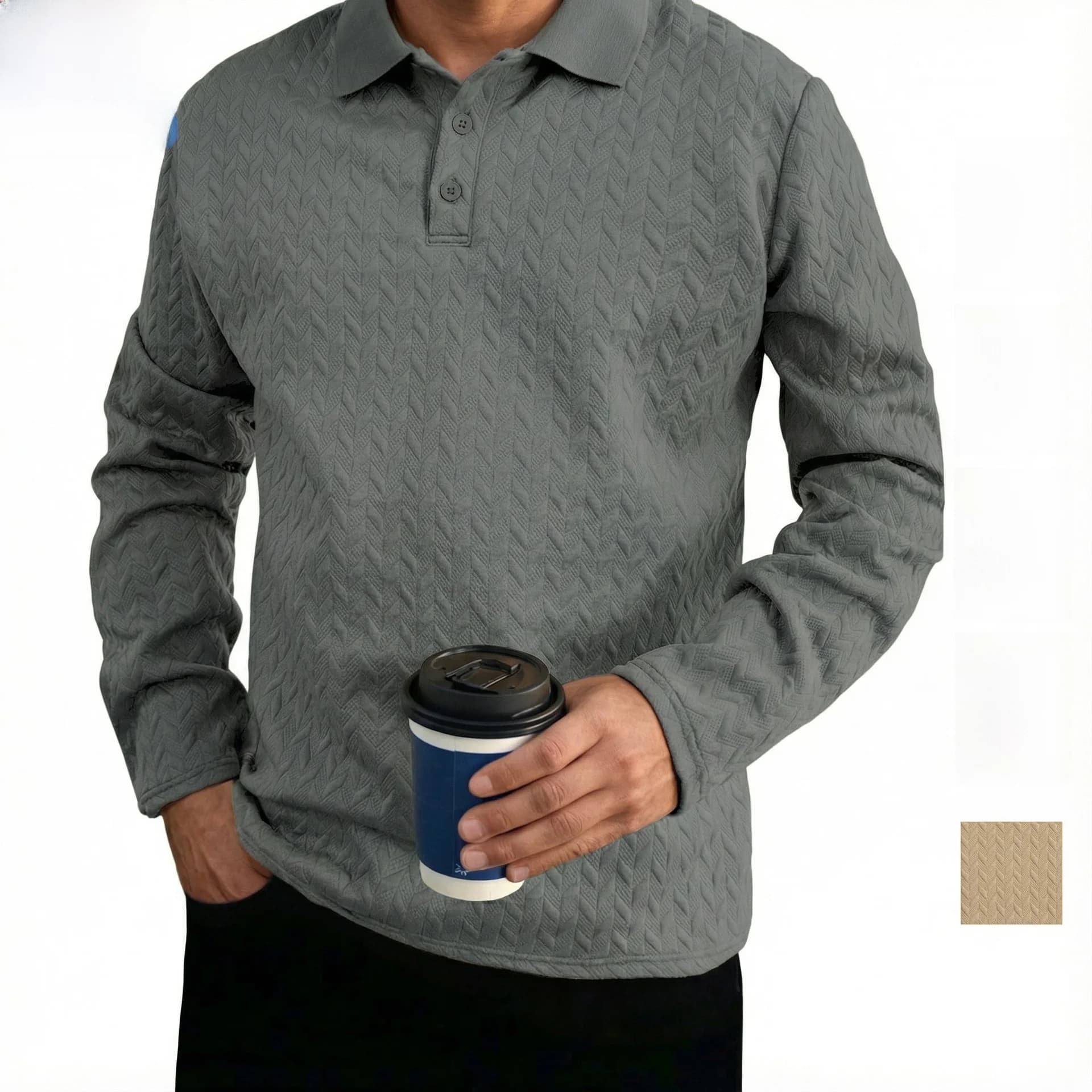 Men's Shirt Sporty Ribbed Collar Casual Loose Fit Breathable Moisture Wicking Short Sleeve Cleanfit Thick Polyester T-Shirt