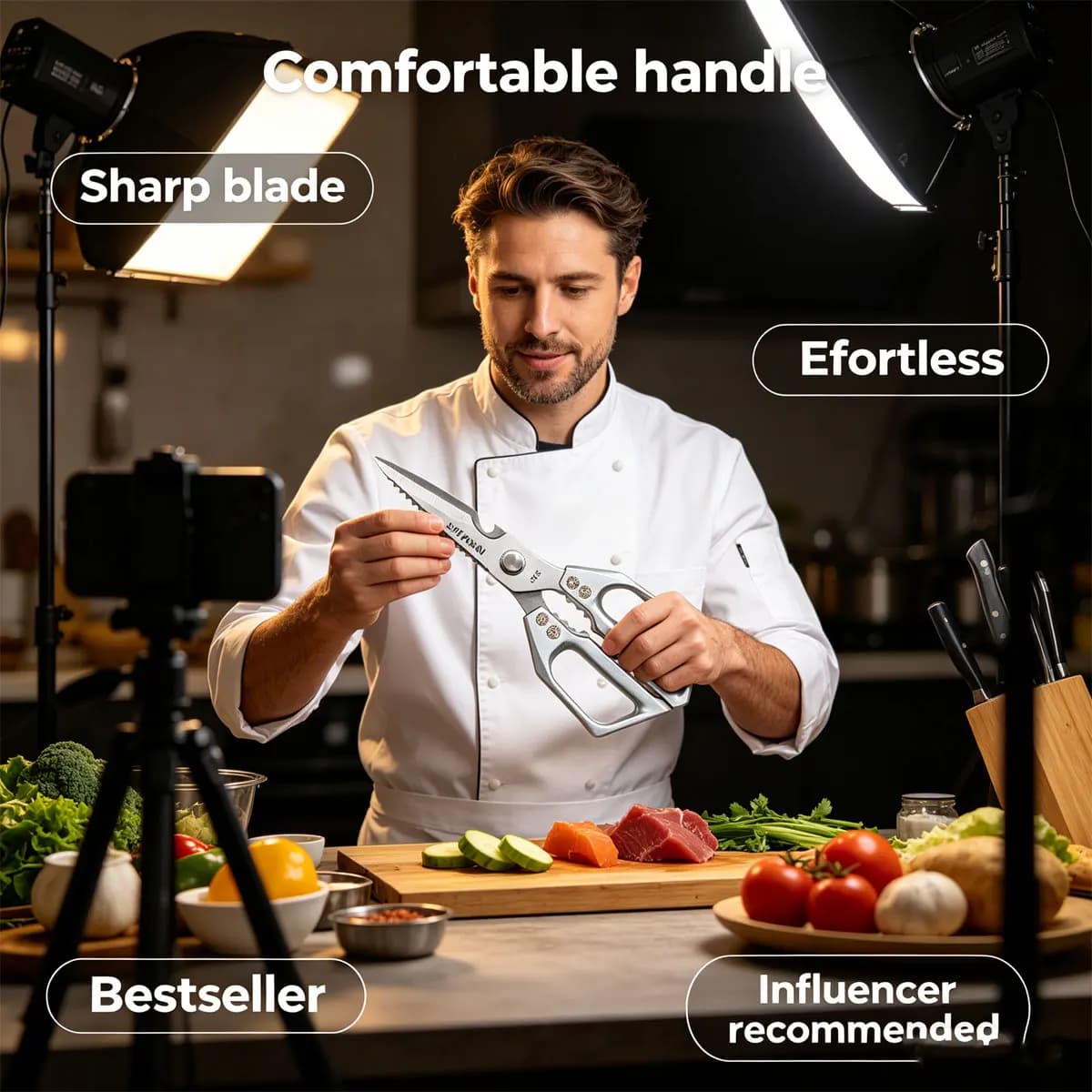 Stainless steel chicken bone scissors Multifunctional kitchen strong bone breaking scissors Commercial household food scissors