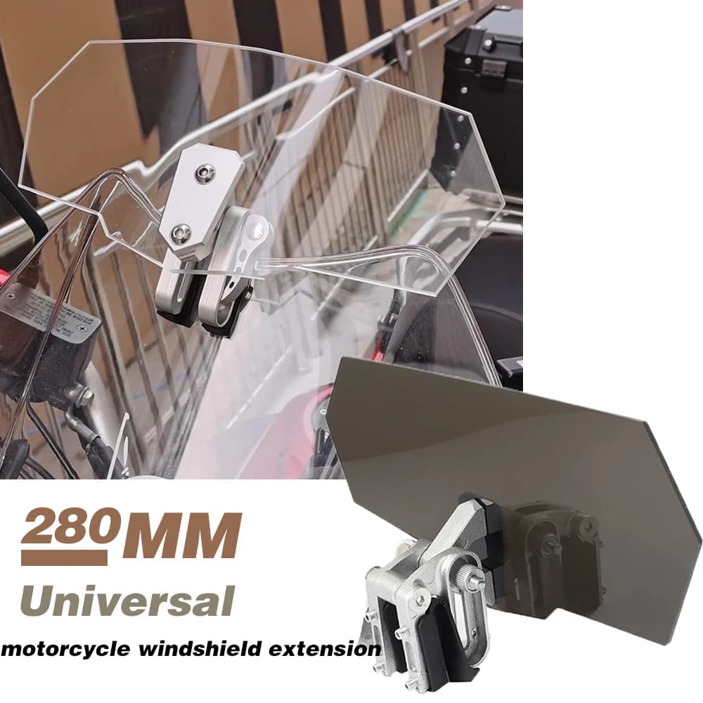Parabrezza rialzato modificato universale per moto Installazione su estensione del parabrezza per moto