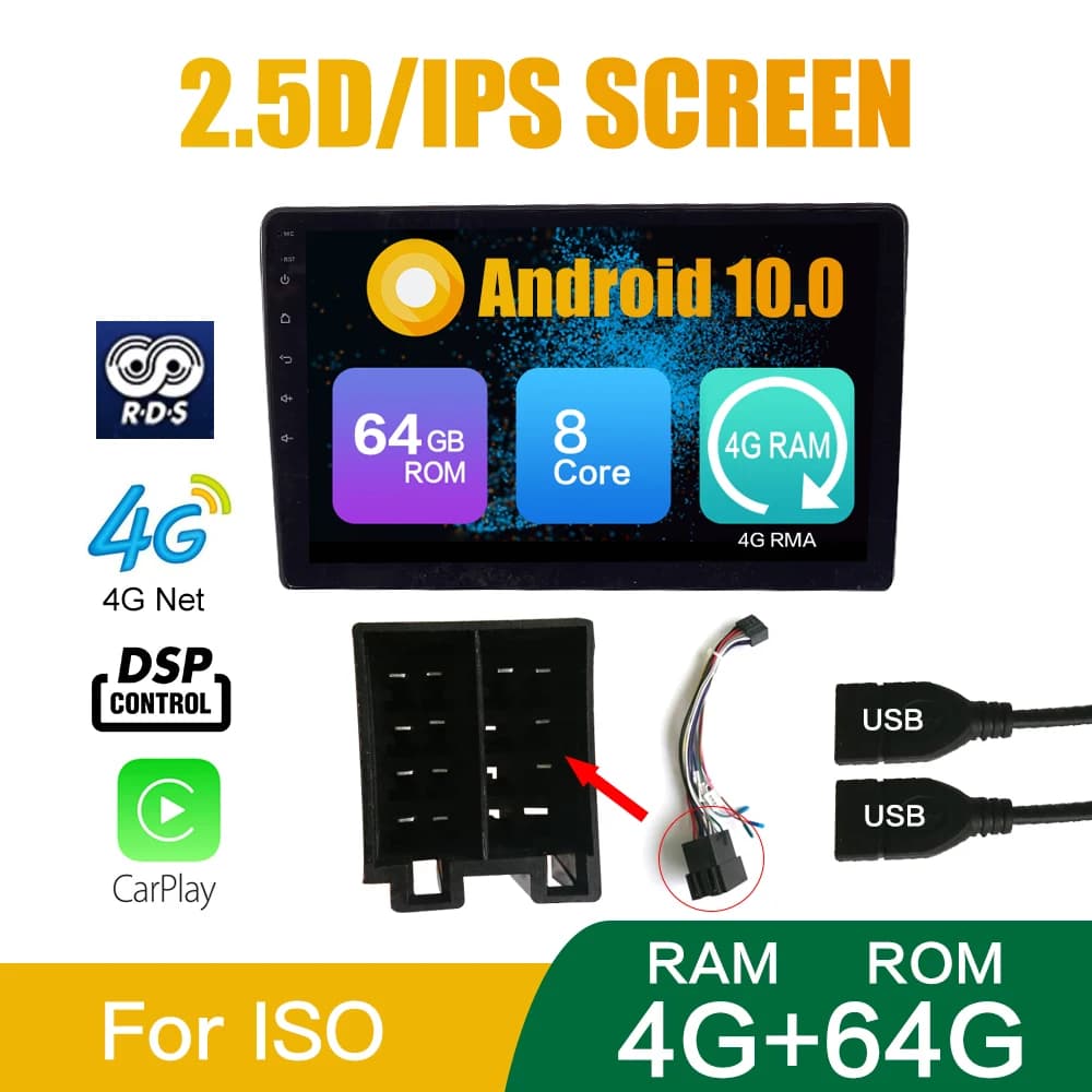 Android 10.0 Octa Core 4GB 64GB 9 pollici 10 pollici Radio Video Player Universale Auto Stereo GPS Per Toyota Nissan Suzuki ISO