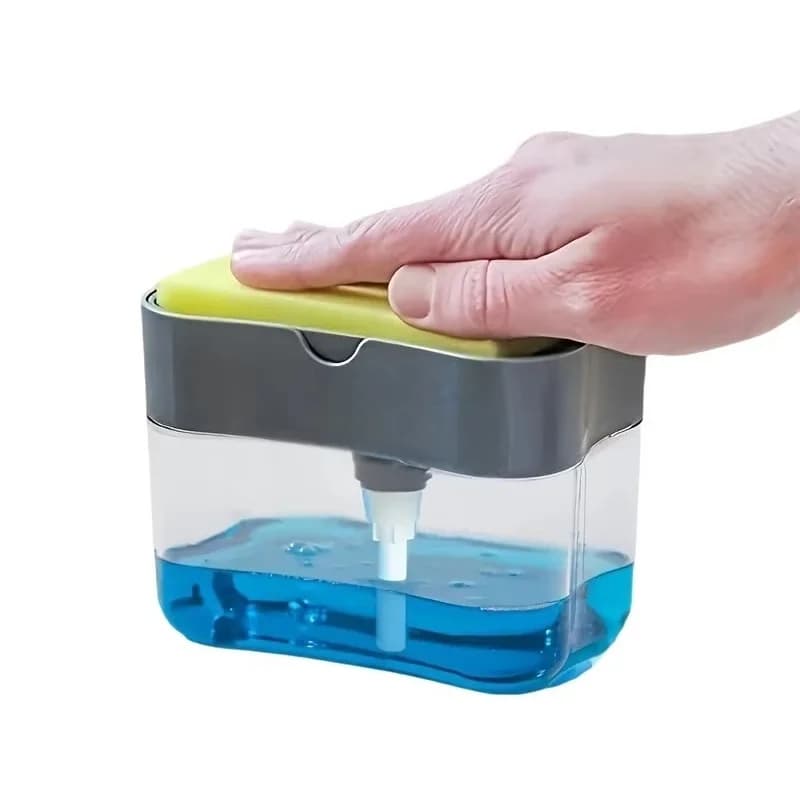 Detersivo per il lavaggio Pressa per la pulizia Spazzola per pentole Dispenser automatico di liquidi stile cucina Spazzola per piatti Strumento per pentole Dispenser di sapone
