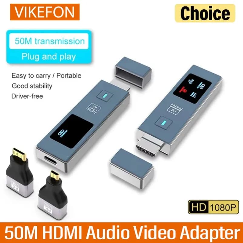 Trasmettitore e Ricevitore HDMI Wireless 50M, Extender HDMI, Adattatore per Display, Cavo per Mirroring dello Schermo per Fotocamera