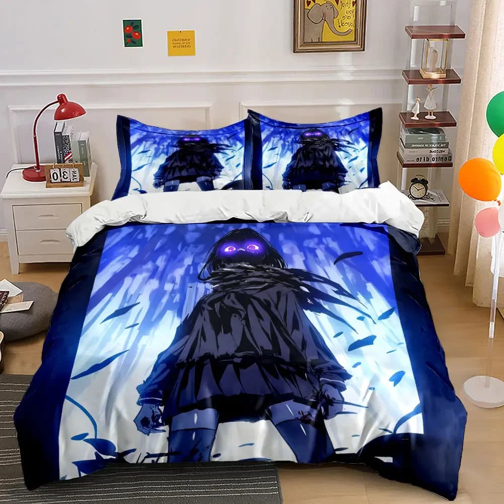 Set Decorativo Ispirato agli Anime in Tre Pezzi, Set Copripiumino Morbido e Confortevole, Include 1 Copripiumino e 2 Federe, Regalo