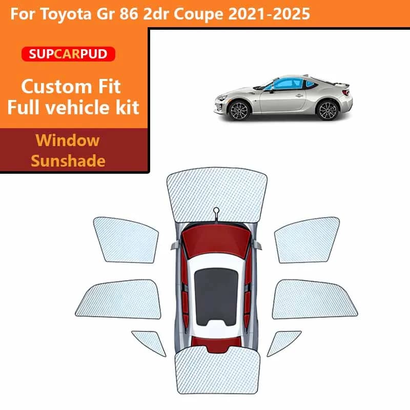 Custom Car Sunshades Privacy Curtain UV Protection For Toyota Gr 86 2dr Coupe 2021-2025 Front Rear Side Windows