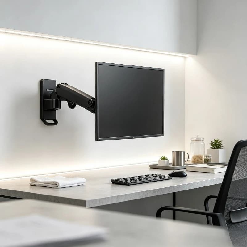 Gas Spring Full Motion Monitor Wall Mount, Articulating Bracket Arm for 17-32" Display, Swivel Tilt Stand with Free Stop.