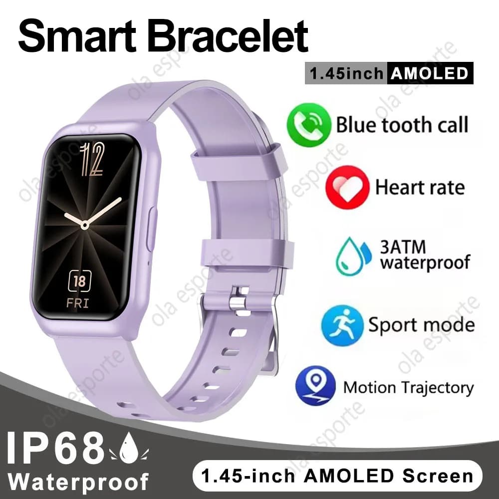 Per donna uomo Smart Watch schermo AMOLED salute monitoraggio della frequenza cardiaca chiamata Bluetooth IP68 braccialetto intelligente per sport all'aria aperta impermeabile