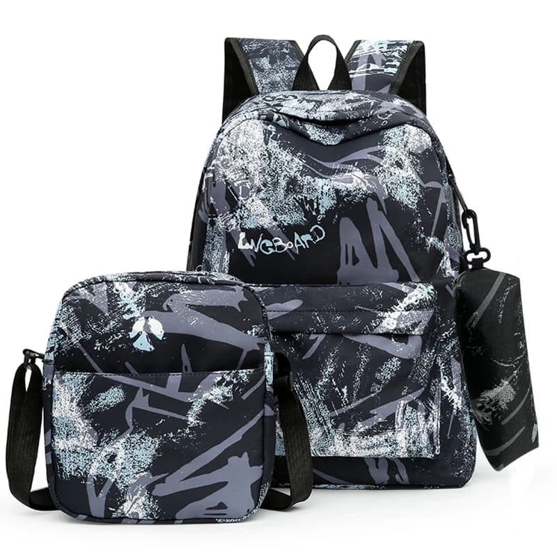 Pratico set di zaini tie-dye per studenti, set di borse scolastiche alla moda con stampa trendy, borsa a tracolla e astuccio per il pendolarismo quotidiano