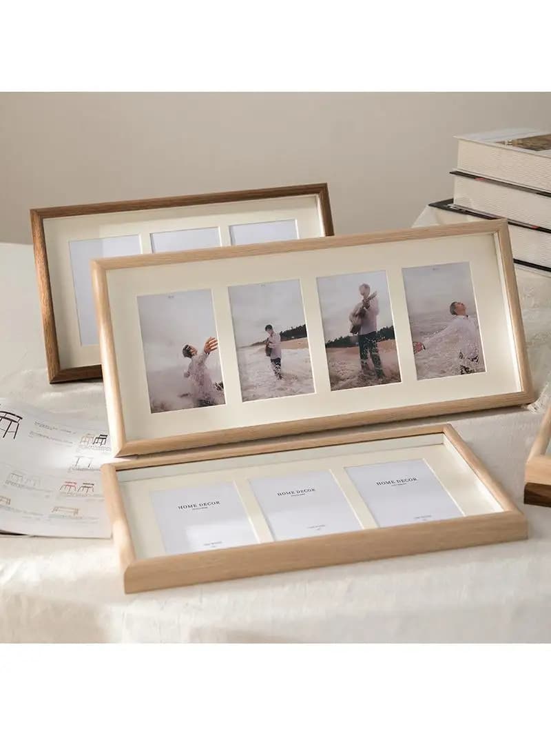 Modern Minimalist 6-Inch Wooden Picture Frame Creative Tabletop Wedding Photo Combination Hanging Wall Rectangle Home Decor