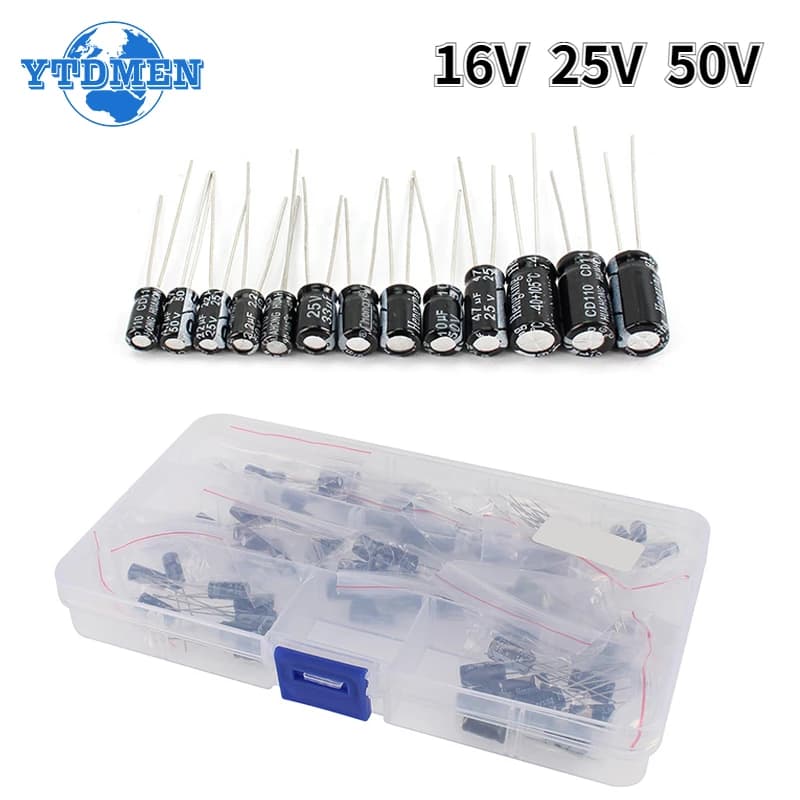 120-piece electrolytic capacitor 16V 25V 50V Aluminum electrolytic condenser kit 12 values 1uF-470uF DIP Electrolyte capacitor