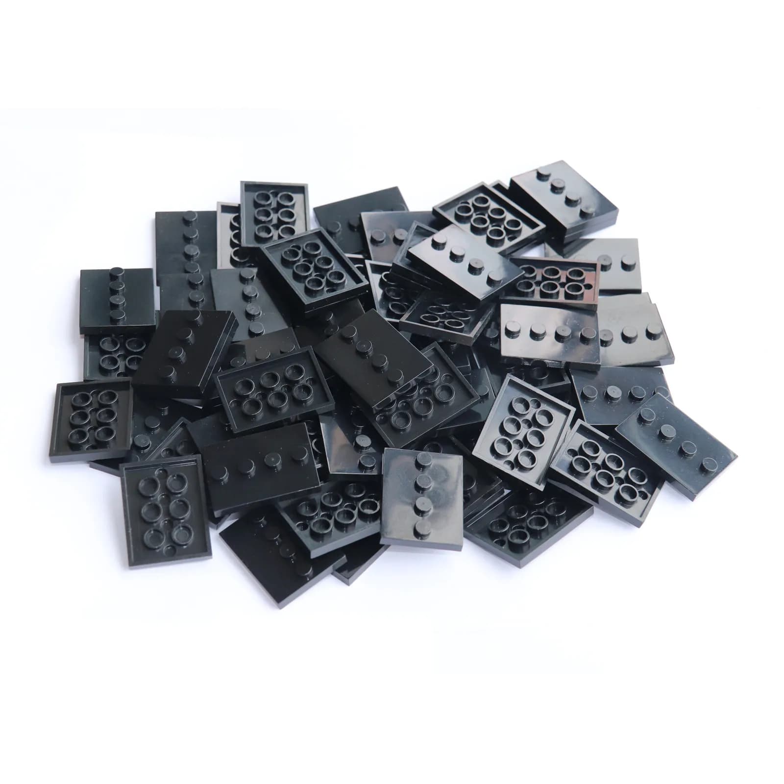 50pc 100pcs Plates Parts Tile Modified 3x4 with 4 Studs in Center Black Compatible with Figure Display Base Collector Set 88646