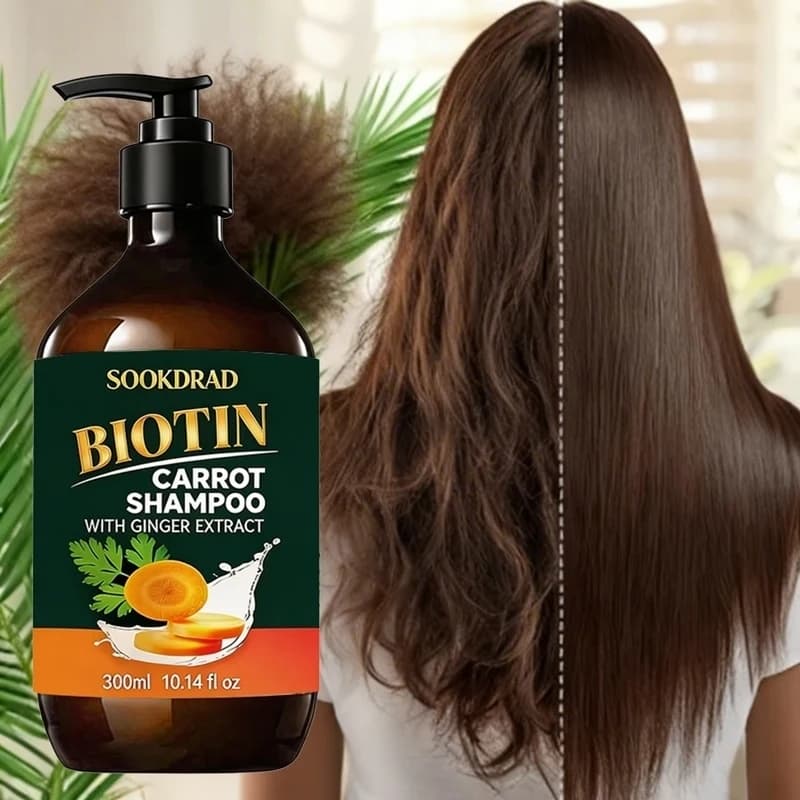 Shampoo all'Estratto di Zenzero e Biotina, Rinfrescante per il Cuoio Capelluto, Volumizzante per Capelli, Adatto per Capelli Grassi, 300ml