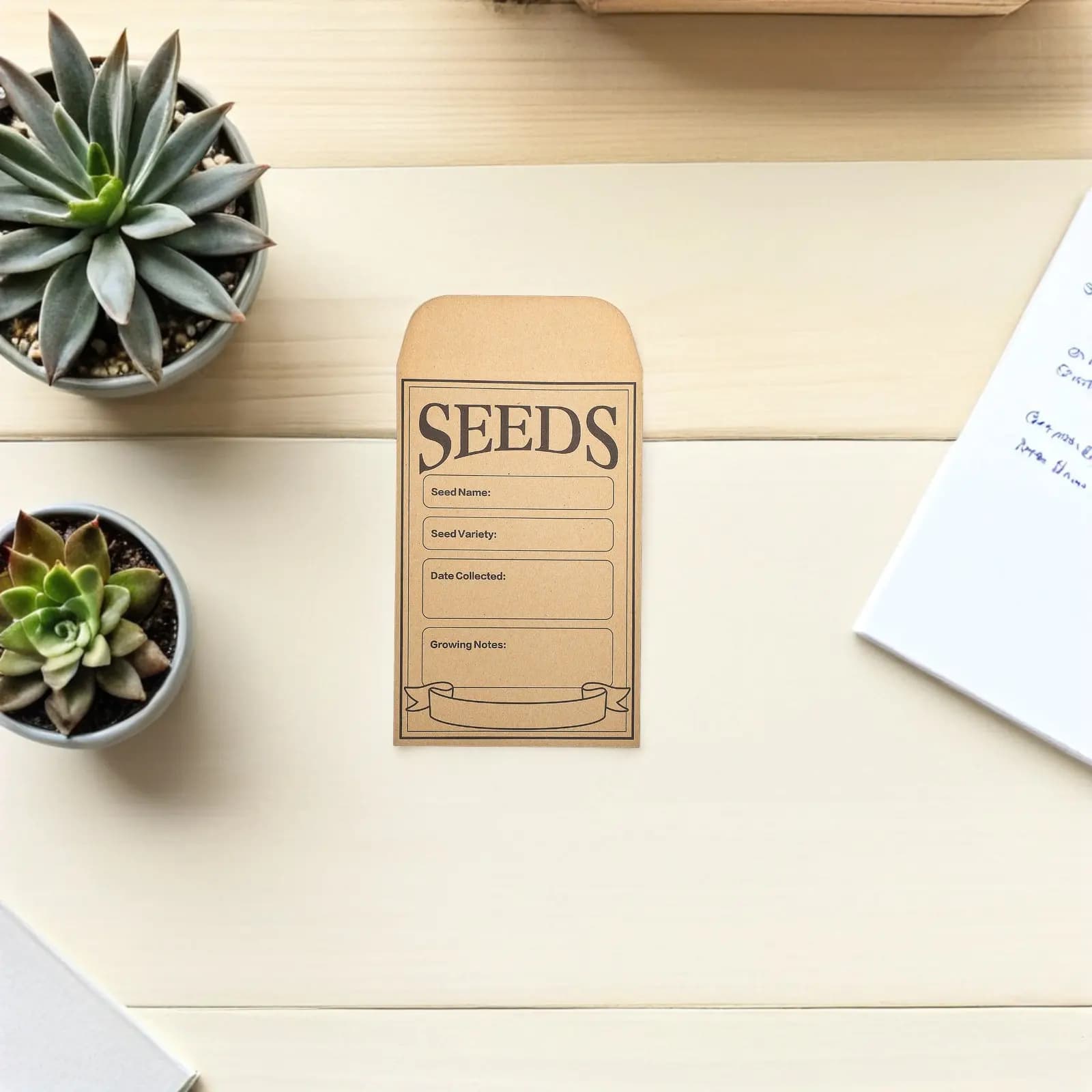 50 Pezzi Mini Buste in Carta Kraft, Sacchetti Vuoti Fai-da-Te per Semi, Chiusura Adesiva Richiudibile per Semi di Fiori, Verdure, Monete, Banconote