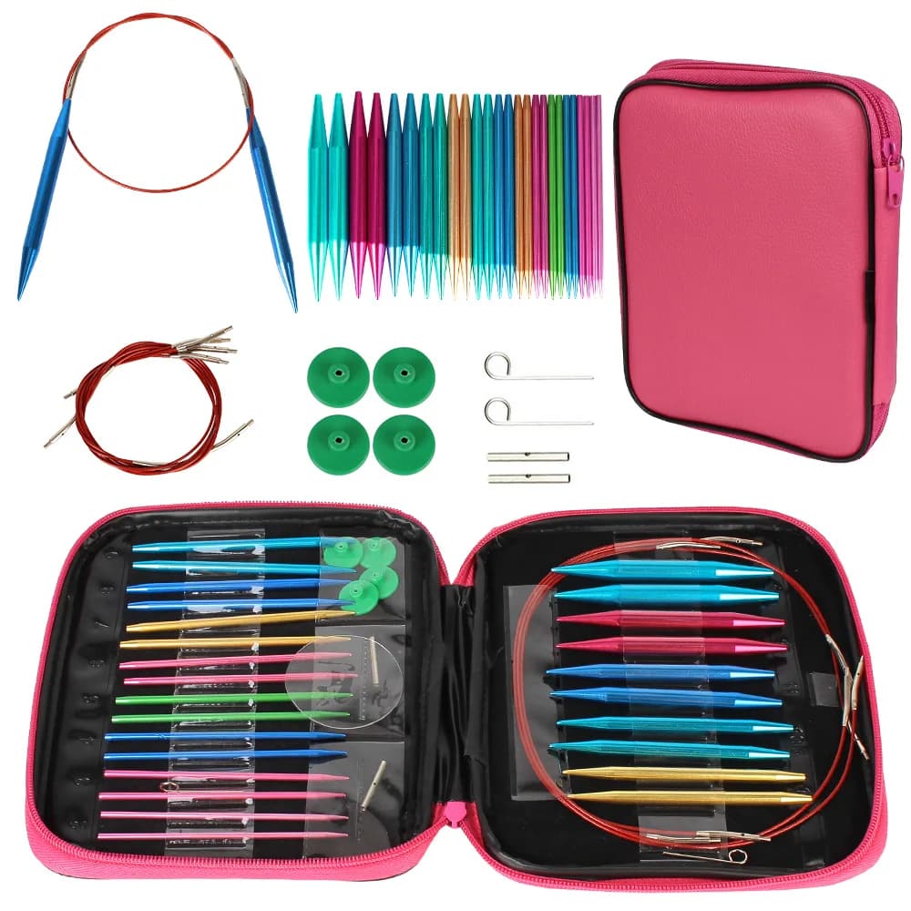 Set di ferri da maglia circolari 26 pezzi aghi per uncinetto intercambiabili per kit di accessori per maglieria in filato per uncinetto per regalo per principianti