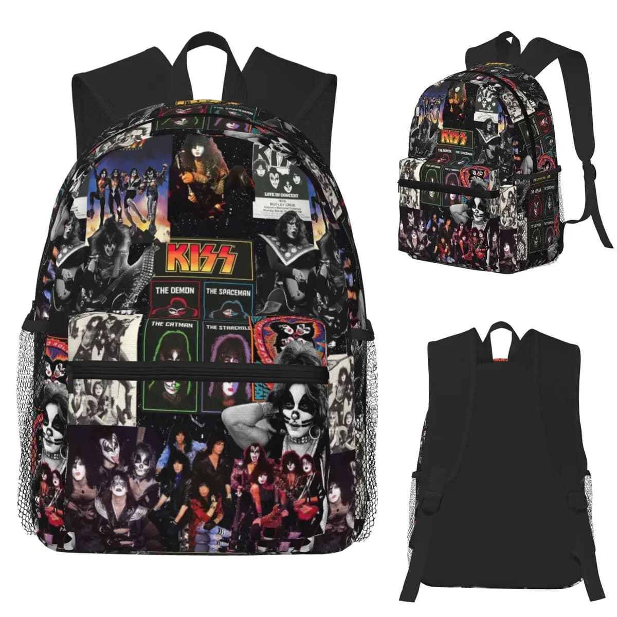 Heavy Metal Rock Music Band Kiss Zaino per studenti Borsa da scuola Zaino da viaggio per escursionismo per borse a tracolla per ragazzi e ragazze
