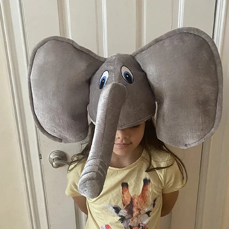 Cappello a Forma di Tronco di Elefante per Adulti, Unisex, Divertente Costume di Halloween, Cappello in Peluche a Forma di Elefante