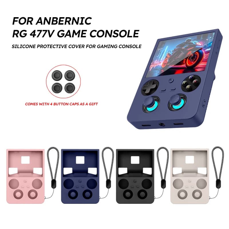 For Anbernic RG477V Game Console Soft Protective Silicone Case With 4Pcs Joystick Caps Soft Case RG477V Game Accessories