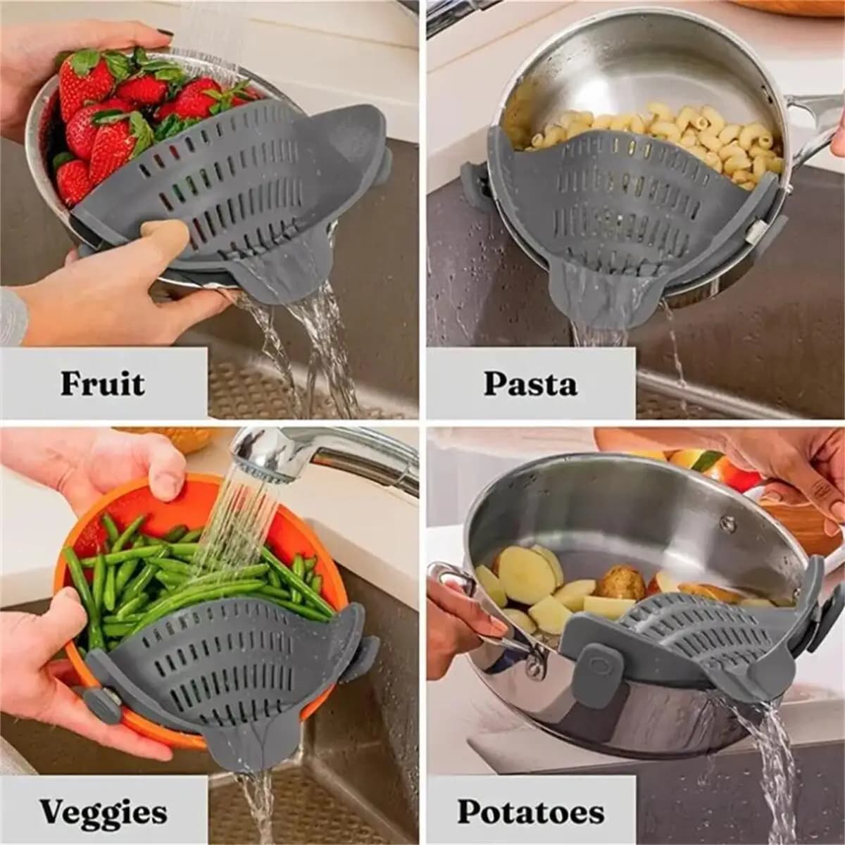 Kitchen tool for pots, pans and bowls, 1 piece, adjustable cutter with clip for pots
