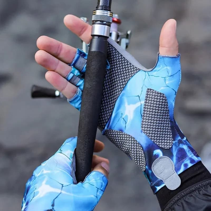 Guanti da Pesca Mezze Dita Antiscivolo ad Asciugatura Rapida Protezione Solare Traspiranti Professionali Estivi per Pesca e Ciclismo